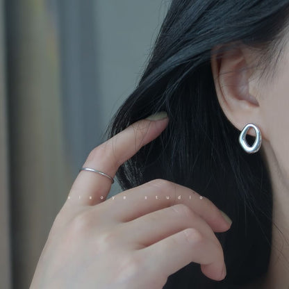 Stud Earring S925 Sterling Irregular Silver