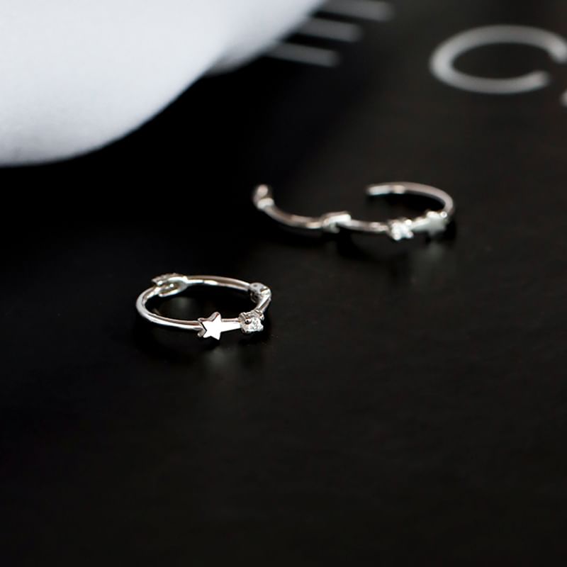 Sterling Earring Huggie S925 Silver Star Cuff / Ear