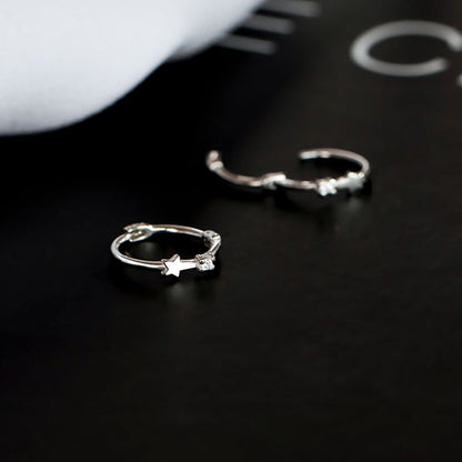 Sterling Earring Huggie S925 Silver Star Cuff / Ear
