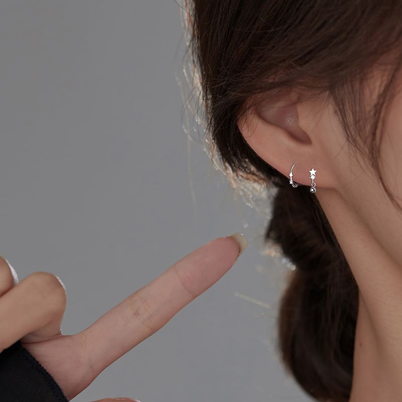 Sterling Earring Huggie S925 Silver Star Cuff / Ear