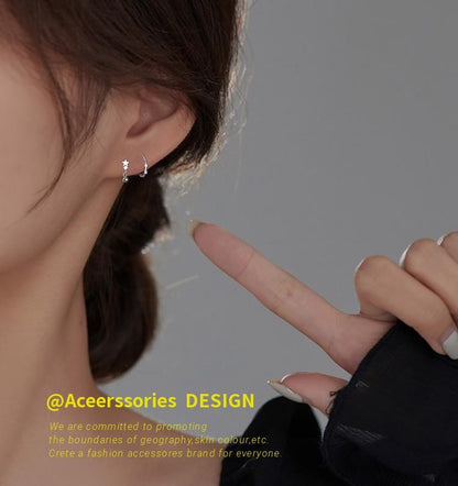 Sterling Earring Huggie S925 Silver Star Cuff / Ear