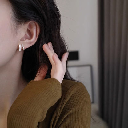 Stud Shell Rhinestone Earring Alloy