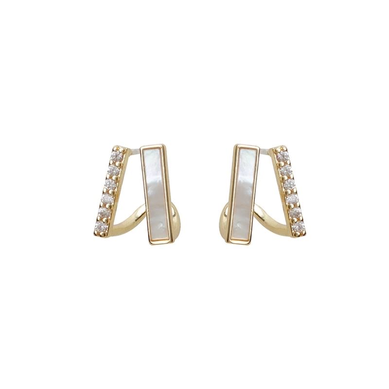 Stud Shell Rhinestone Earring Alloy