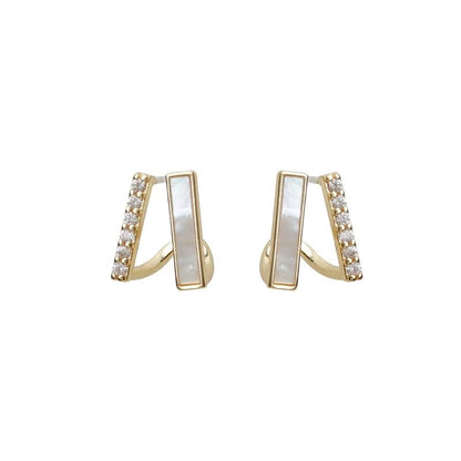 Stud Shell Rhinestone Earring Alloy