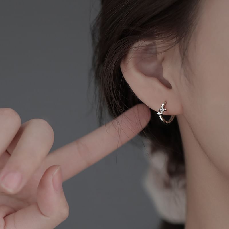 Hoop Rhinestone Star Alloy Earring