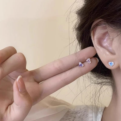 Heart Stud Earring Alloy Rhinestone