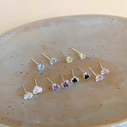 Heart Stud Earring Alloy Rhinestone