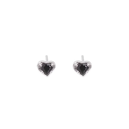 Heart Stud Earring Alloy Rhinestone