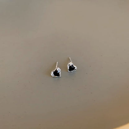Heart Stud Earring Alloy Rhinestone
