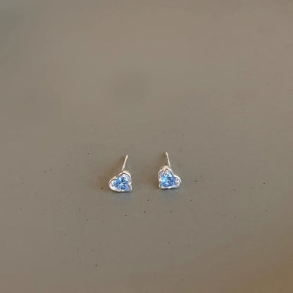 Heart Stud Earring Alloy Rhinestone