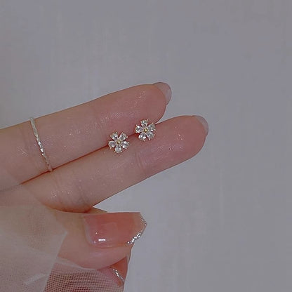 Earring Floral Alloy Rhinestone Stud