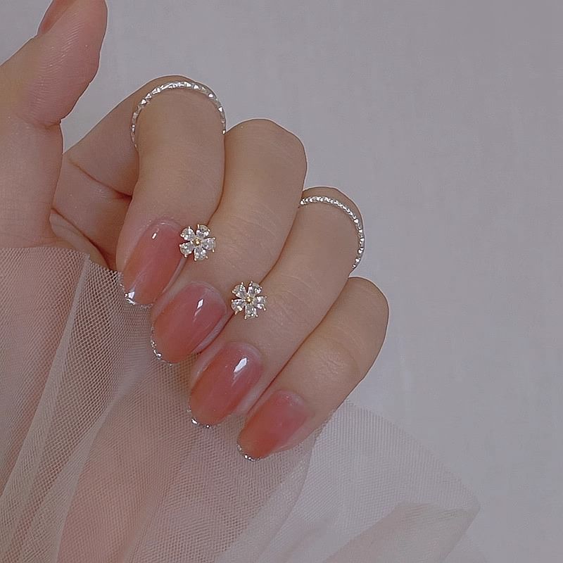 Earring Floral Alloy Rhinestone Stud