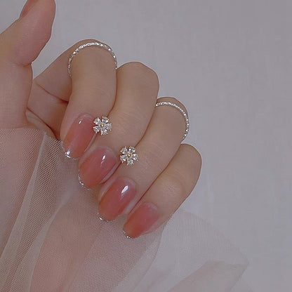 Earring Floral Alloy Rhinestone Stud