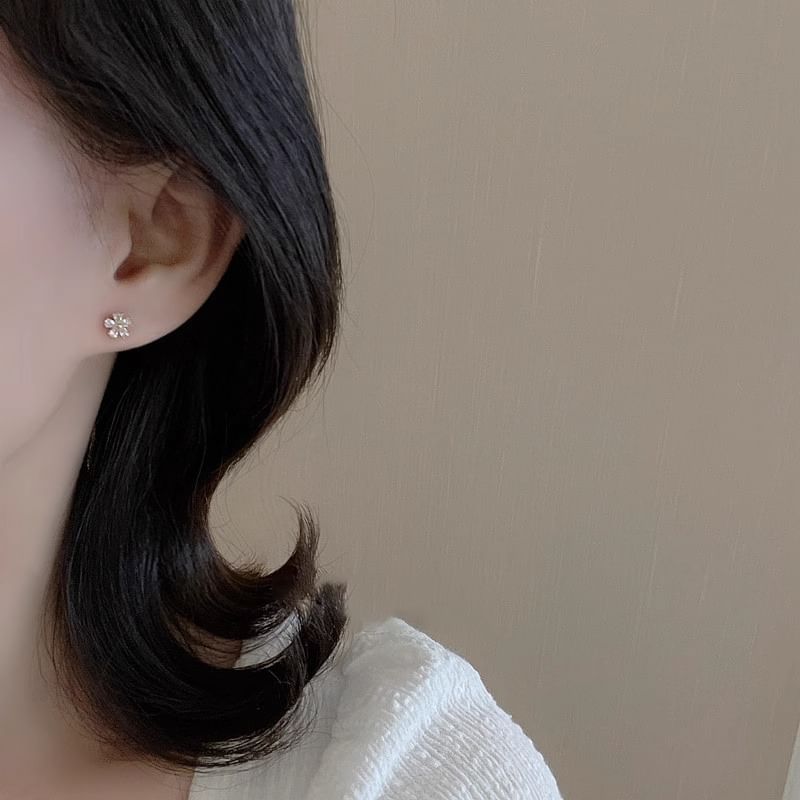 Earring Floral Alloy Rhinestone Stud