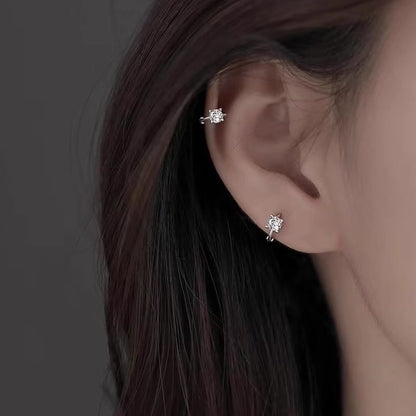 Rhinestone Earring Huggie Alloy