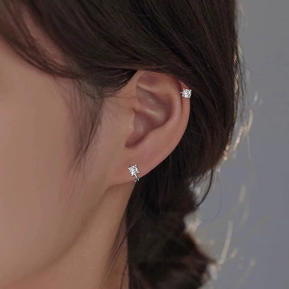 Rhinestone Earring Huggie Alloy