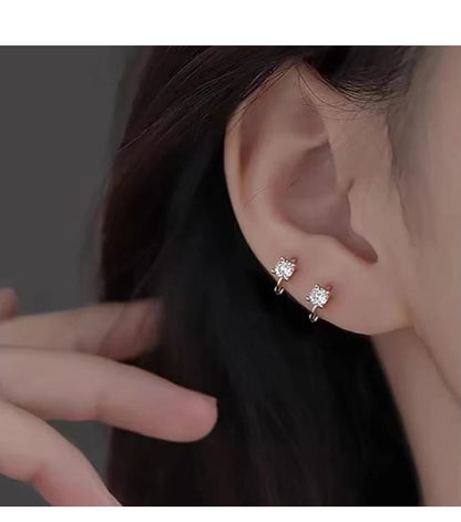 Rhinestone Earring Huggie Alloy