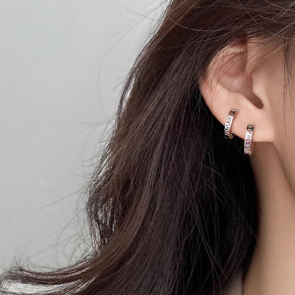Earring Numeral Alloy Roman Hoop