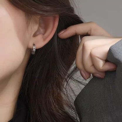 Earring Numeral Alloy Roman Hoop