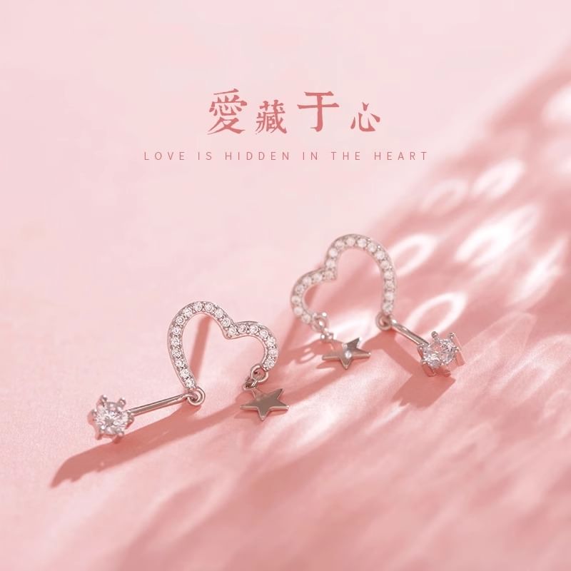 Star Earring Alloy Heart Drop