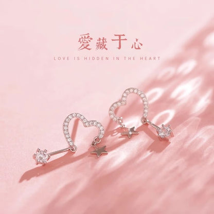 Star Earring Alloy Heart Drop