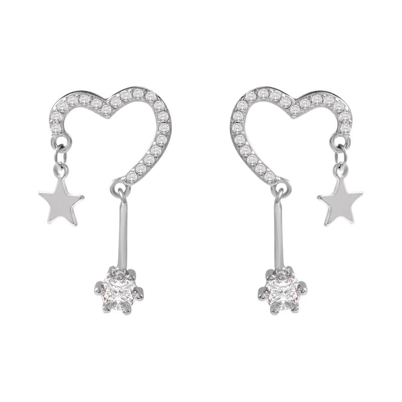 Star Earring Alloy Heart Drop