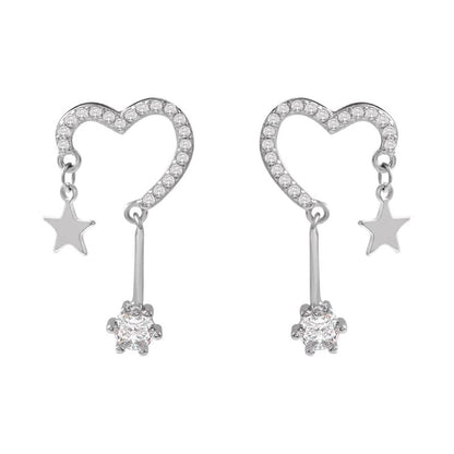 Star Earring Alloy Heart Drop