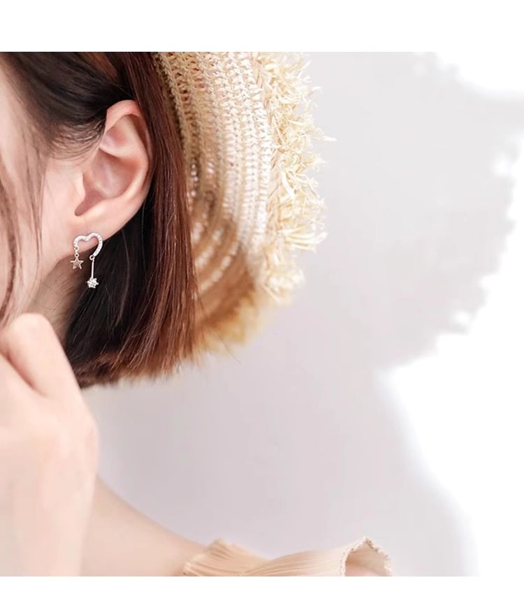 Star Earring Alloy Heart Drop