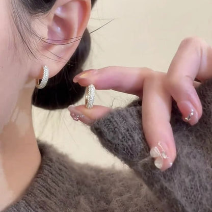 Hoop Earring Rhinestone Alloy