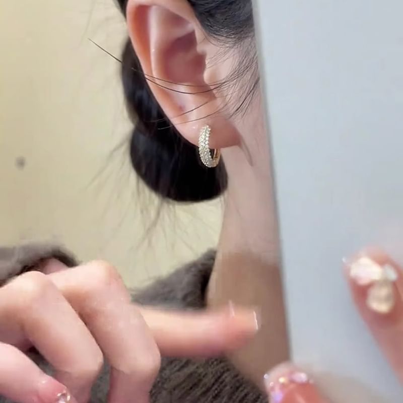 Hoop Earring Rhinestone Alloy