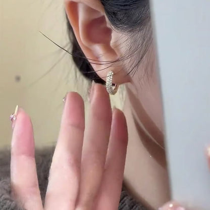 Hoop Earring Rhinestone Alloy