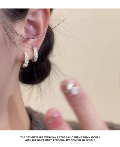 Hoop Earring Rhinestone Alloy