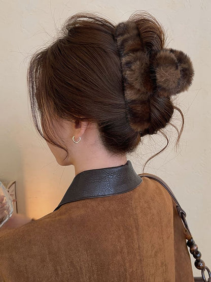 Faux Leopard Fur Hair Patterned Claw