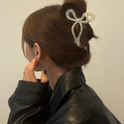 Polka Claw Hair Dot Bow
