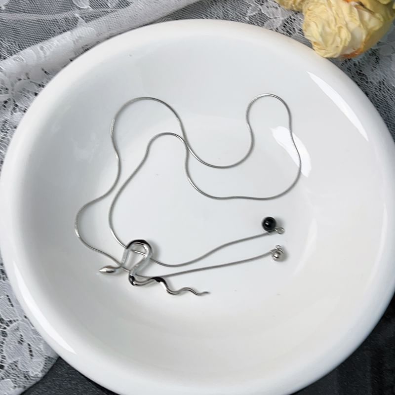 Lariat Alloy Snake Necklace Pendant