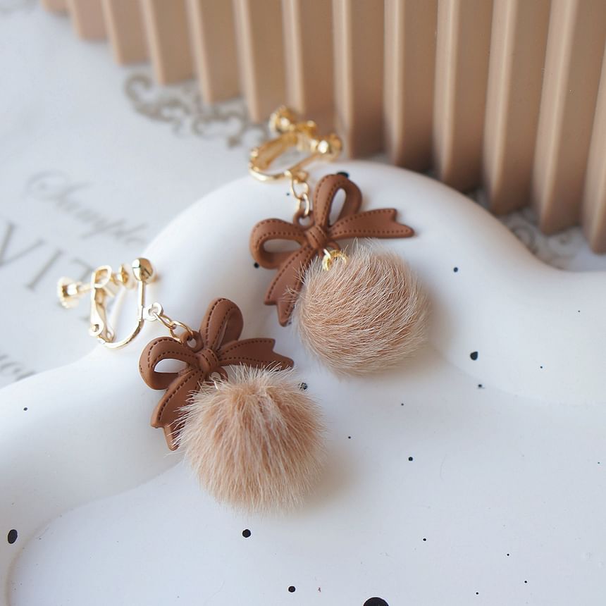 Bow / Pom Earring Clip Drop On