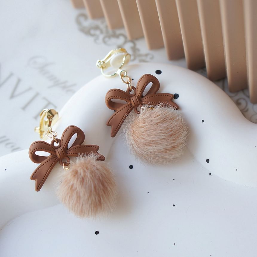 Bow / Pom Earring Clip Drop On