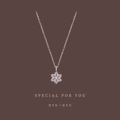 Rhinestone Snowflake Pendant Necklace