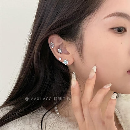 Rhinestone Snowflake Stud Earring