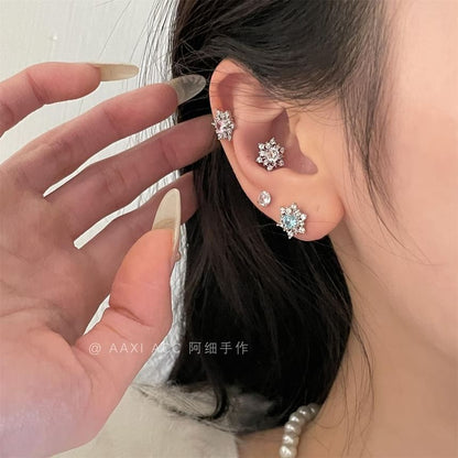 Rhinestone Snowflake Stud Earring