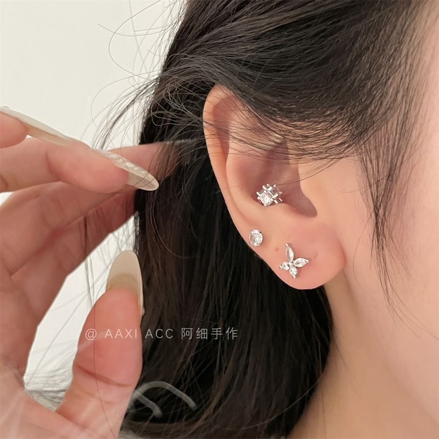 Rhinestone of 4: Set Stud Earring