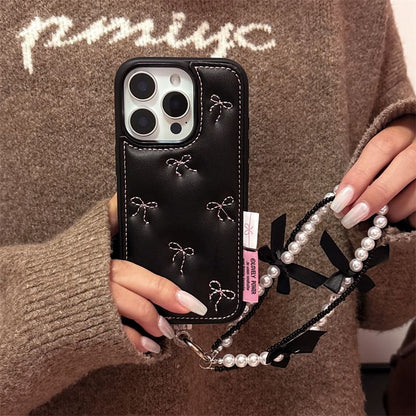 Embroidered / Strap Set Phone Case Bow