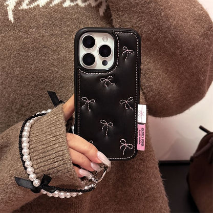 Embroidered / Strap Set Phone Case Bow