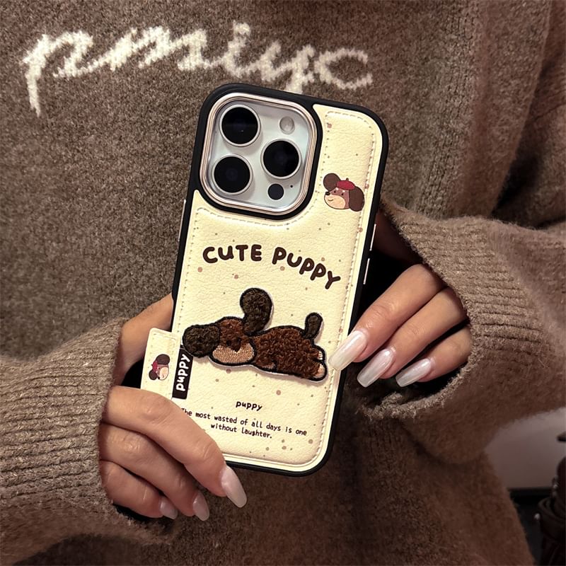 Dog Embroidered / Strap Set Case Phone