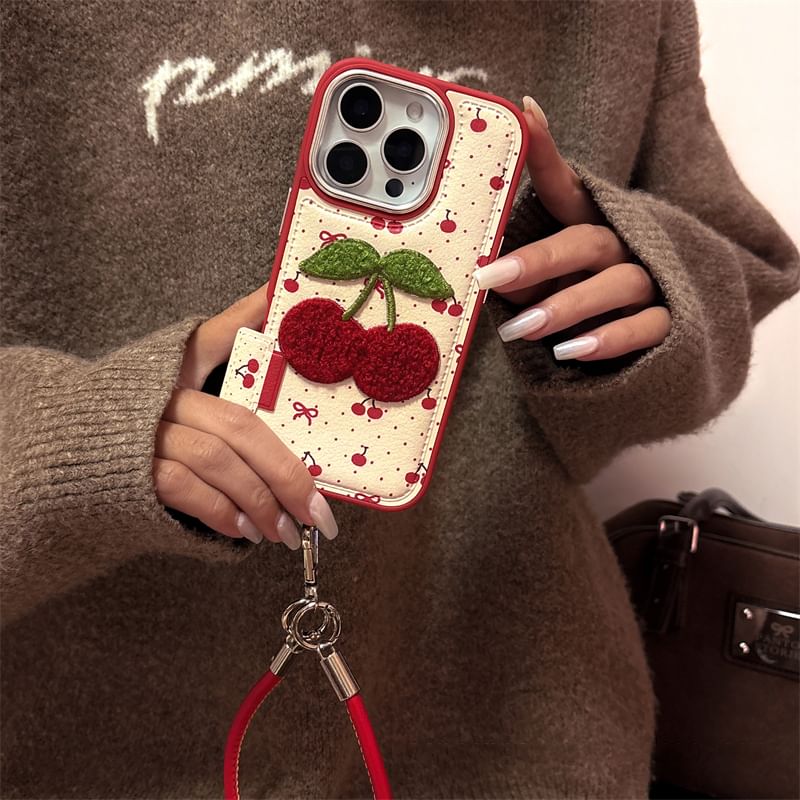 / Strap Set Phone Cherry Case Embroidered