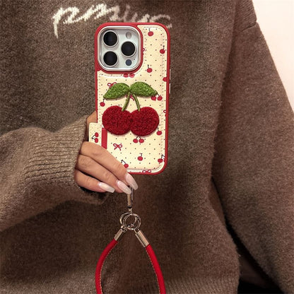 / Strap Set Phone Cherry Case Embroidered