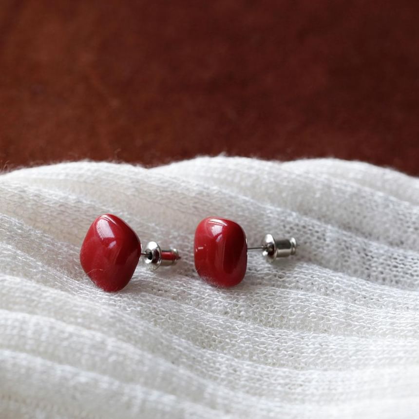 Earring Silver 925 Sterling Stud Square