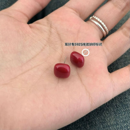 Earring Silver 925 Sterling Stud Square