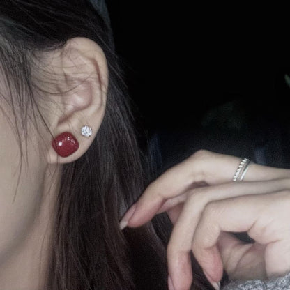 Earring Silver 925 Sterling Stud Square