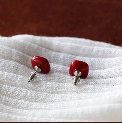 Earring Silver 925 Sterling Stud Square